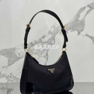 Replica Prada Re-Nylon with Glossy Leather Shoulder Bag 1BC214 2