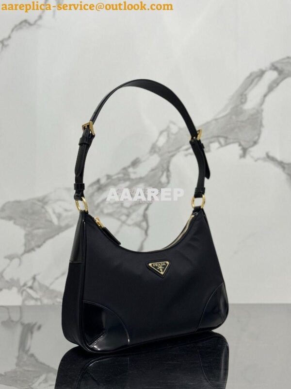 Replica Prada Re-Nylon with Glossy Leather Shoulder Bag 1BC214 4