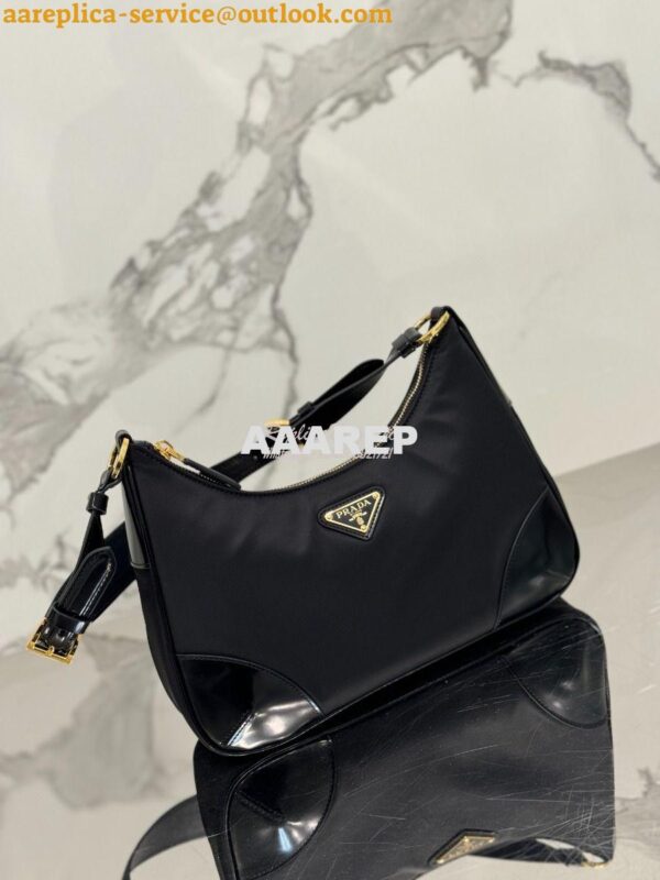 Replica Prada Re-Nylon with Glossy Leather Shoulder Bag 1BC214 5