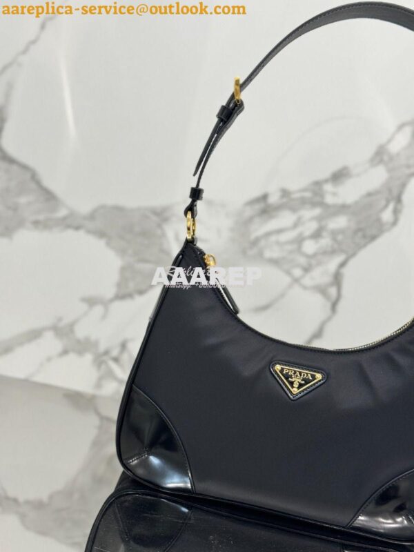 Replica Prada Re-Nylon with Glossy Leather Shoulder Bag 1BC214 6