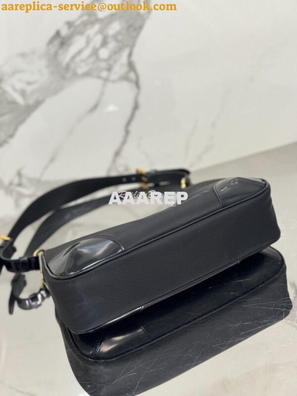 Replica Prada Re-Nylon with Glossy Leather Shoulder Bag 1BC214 11