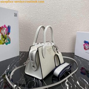 Replica Prada 1BA269 Saffiano Leather Prada Monochrome Bag White 2