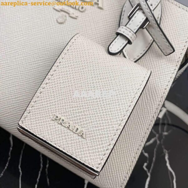 Replica Prada 1BA269 Saffiano Leather Prada Monochrome Bag White 8