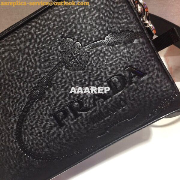 Replica Prada Saffiano Leather Bandoleer Bag 2VH063 Black 8