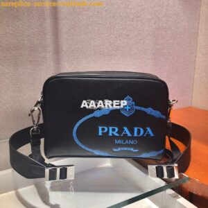 Replica Prada Saffiano Leather Bandoleer Bag 2VH063 Blue