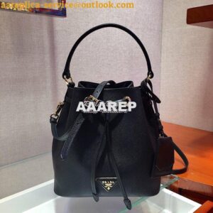 Replica Prada Saffiano Leather Bucket Bag 1BE032 Black 2