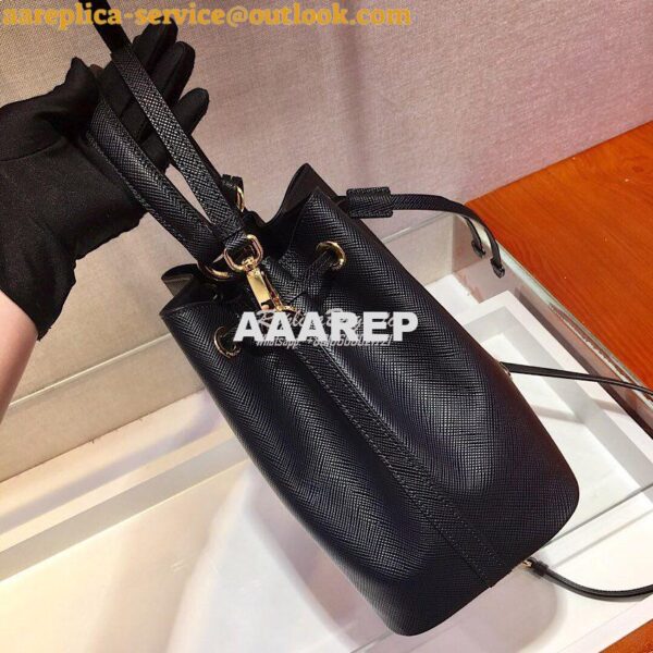 Replica Prada Saffiano Leather Bucket Bag 1BE032 Black 6