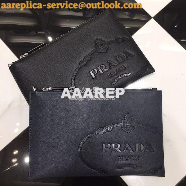 Replica Prada Saffiano Leather Document Holder 2NG005 Blue 3