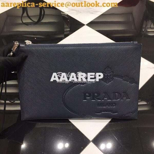 Replica Prada Saffiano Leather Document Holder 2NG005 Blue 4