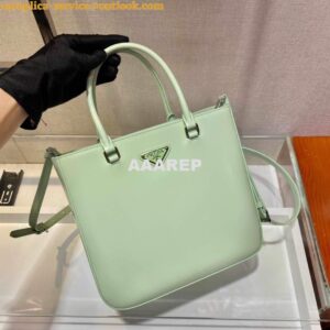 Replica Prada 1BA330 Brushed Leather Tote Bag Light Green 2