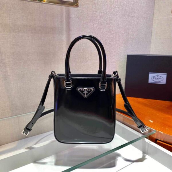 Replica Prada 1BA331 Small Brushed Leather Tote Black 3