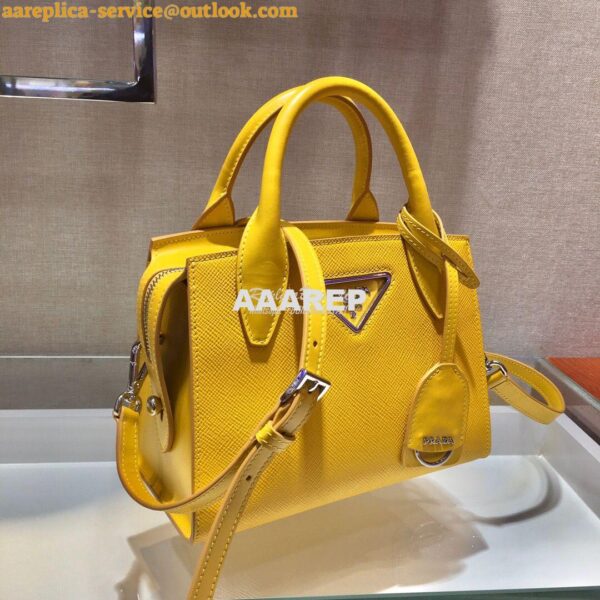 Replica Prada Saffiano Leather Handbag 1BA269 Yellow 6