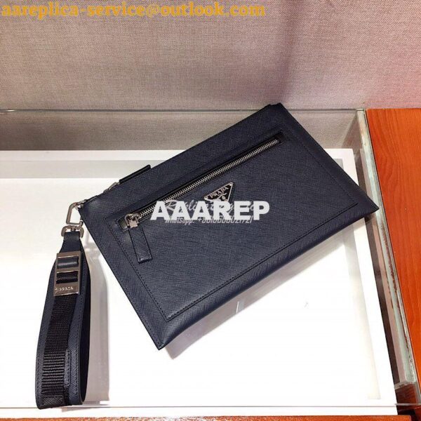 Replica Prada Saffiano Leather Pouch 2NH009 Navy 5