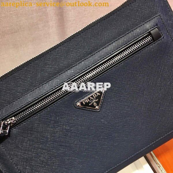 Replica Prada Saffiano Leather Pouch 2NH009 Navy 6