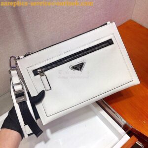 Replica Prada Saffiano Leather Pouch 2NH009 White