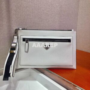 Replica Prada Saffiano Leather Pouch 2NH009 White 2