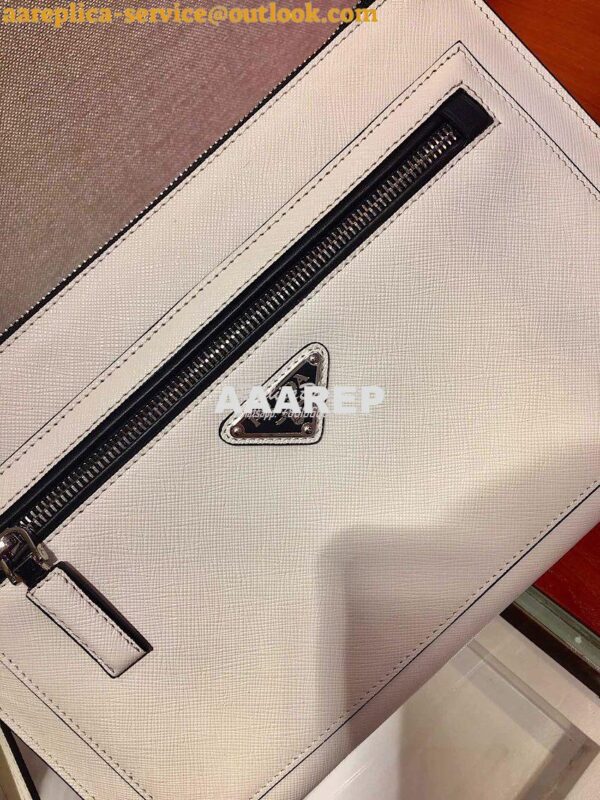 Replica Prada Saffiano Leather Pouch 2NH009 White 6