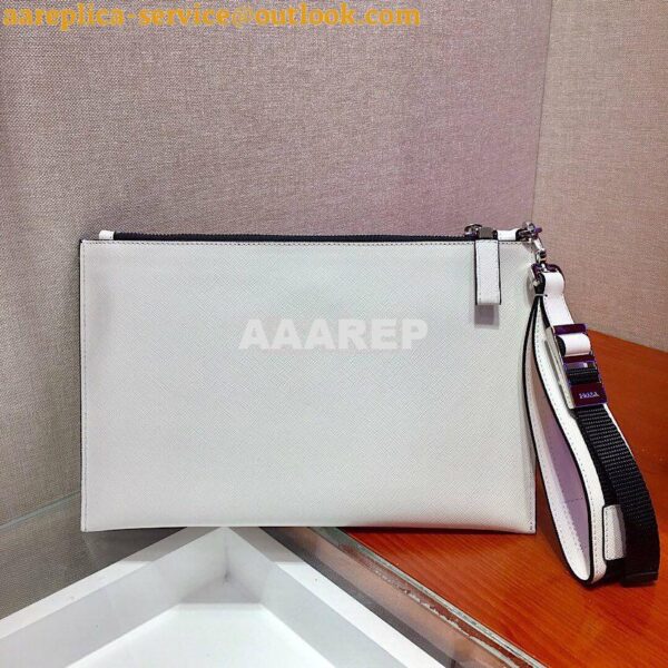 Replica Prada Saffiano Leather Pouch 2NH009 White 10