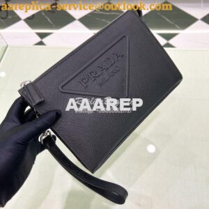 Replica Prada Saffiano leather pouch 2VF039 Black 2