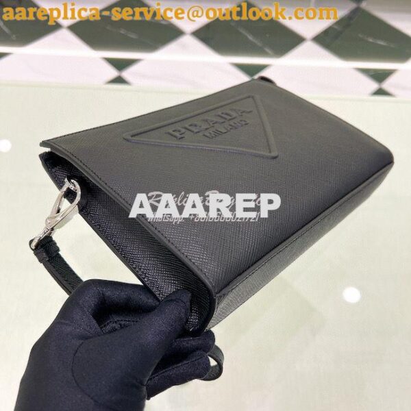 Replica Prada Saffiano leather pouch 2VF039 Black 9