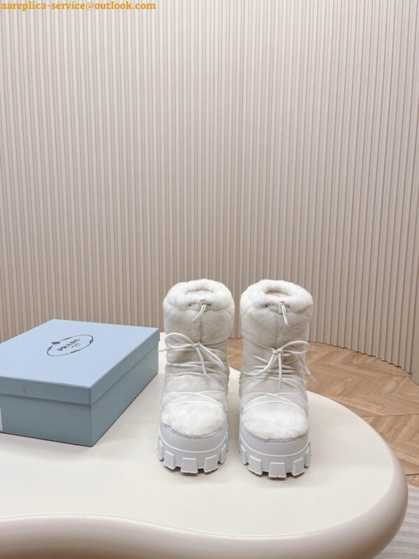 Replica Prada White Shearling Apres-ski Boots 9