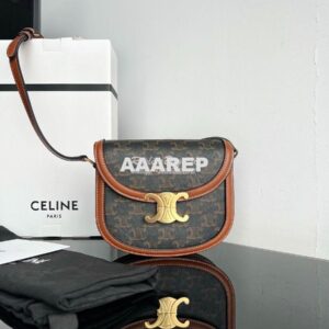 Replica Celine Besace Triomphe In Triomphe Canvas And Calfskin Tan 110