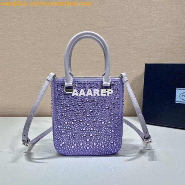 Replica Prada 1BA331 Small satin tote bag with crystals Purple 5