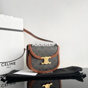 Replica Celine Besace Triomphe In Triomphe Canvas And Calfskin Tan 110 2