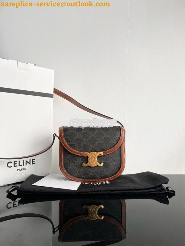 Replica Celine Besace Triomphe In Triomphe Canvas And Calfskin Tan 110 3