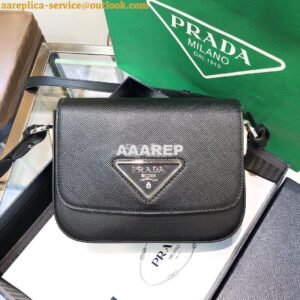 Replica Prada Saffiano Leather Shoulder Bag 1BD249 Black 2