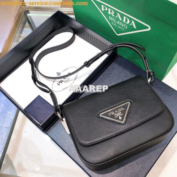 Replica Prada Saffiano Leather Shoulder Bag 1BD249 Black 7