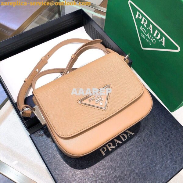 Replica Prada Saffiano Leather Shoulder Bag 1BD249 Nude 5