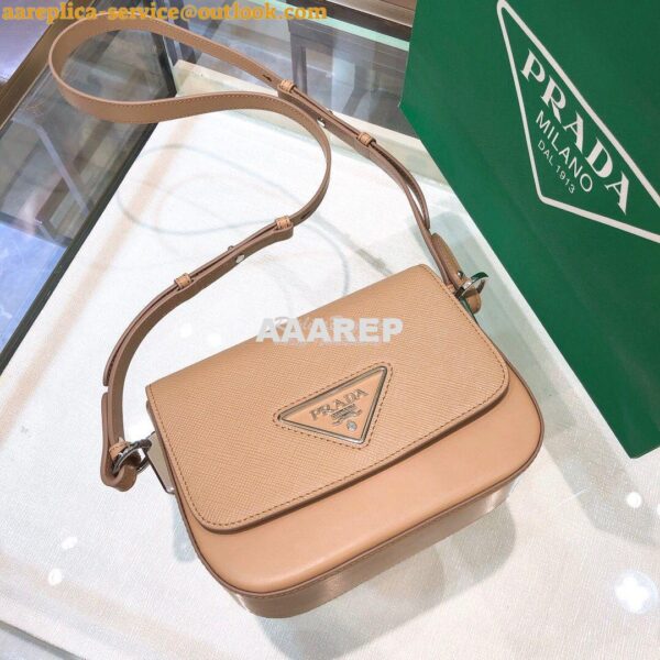 Replica Prada Saffiano Leather Shoulder Bag 1BD249 Nude 7