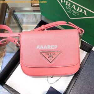 Replica Prada Saffiano Leather Shoulder Bag 1BD249 Pink 2