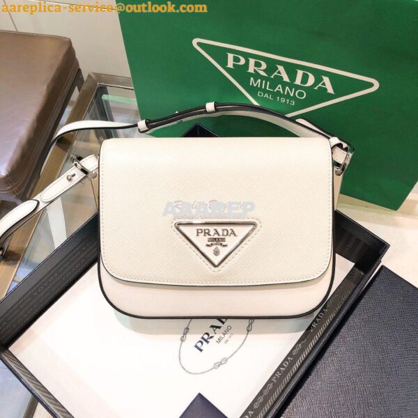 Replica Prada Saffiano Leather Shoulder Bag 1BD249 White 3