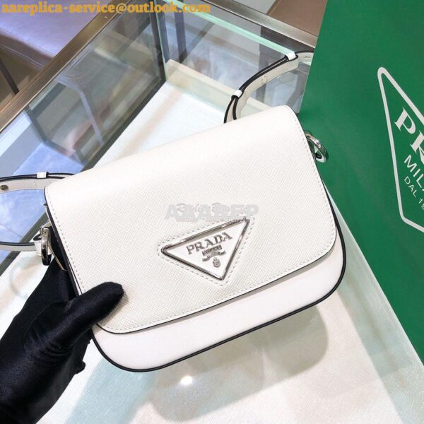 Replica Prada Saffiano Leather Shoulder Bag 1BD249 White 4