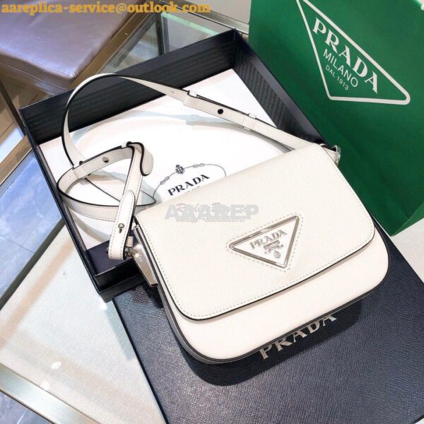 Replica Prada Saffiano Leather Shoulder Bag 1BD249 White 5