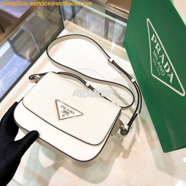 Replica Prada Saffiano Leather Shoulder Bag 1BD249 White 6