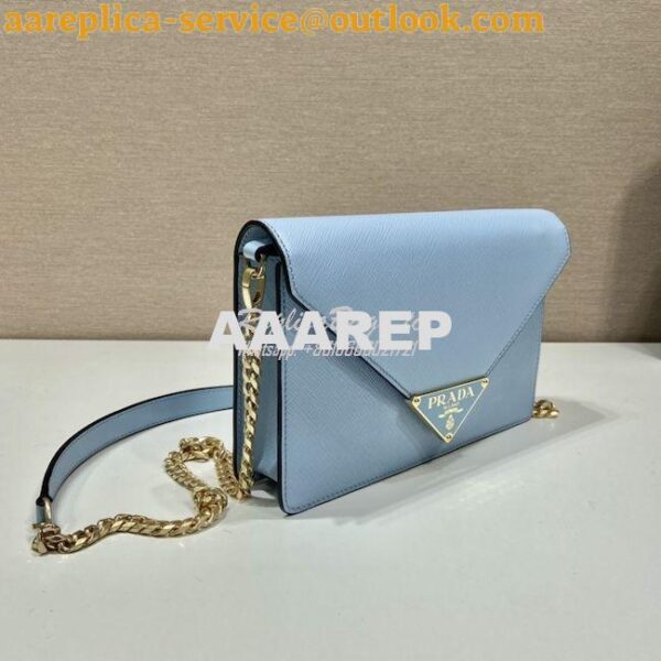 Replica Prada Saffiano leather shoulder bag 1BD318 Light Blue 7