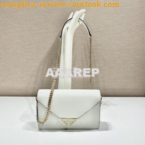 Replica Prada Saffiano leather shoulder bag 1BD318 White 5