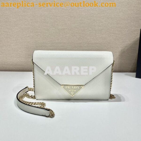 Replica Prada Saffiano leather shoulder bag 1BD318 White 6