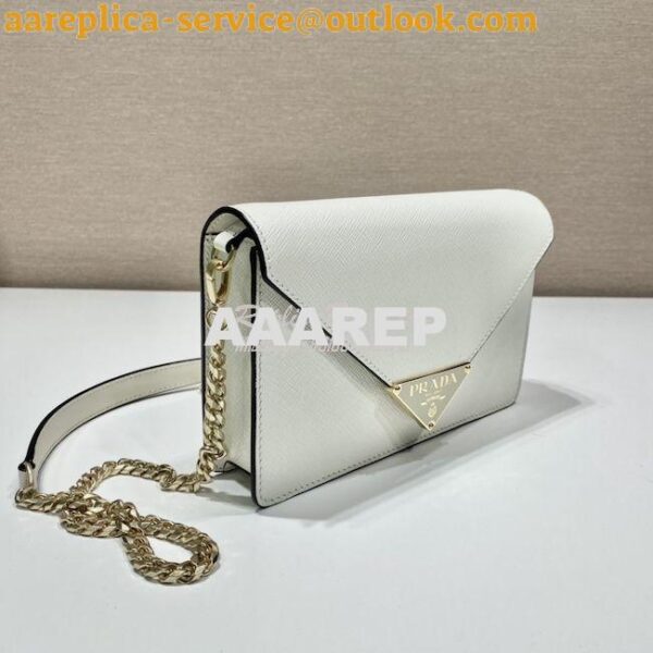 Replica Prada Saffiano leather shoulder bag 1BD318 White 7