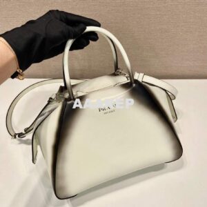 Replica Prada 1BA366 Small brushed leather Prada Supernova handbag White