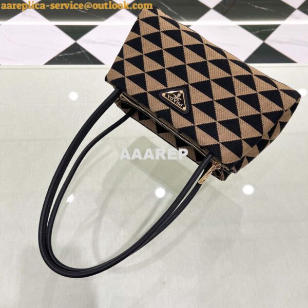 Replica Prada 1BA368 From The Runway Small embroidered fabric Prada Symbole bag Black and Beige 3