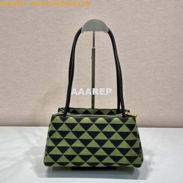 Replica Prada 1BA368 From The Runway Small embroidered fabric Prada Symbole bag Black Ivy Green 5