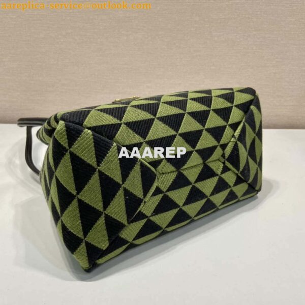 Replica Prada 1BA368 From The Runway Small embroidered fabric Prada Symbole bag Black Ivy Green 8