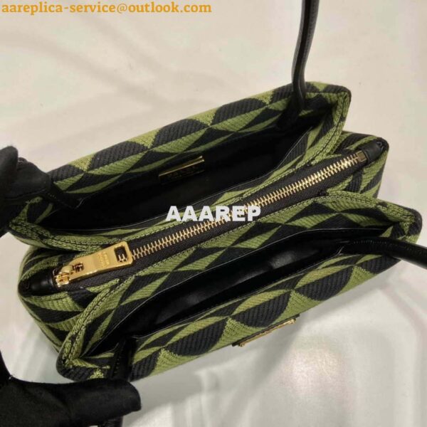 Replica Prada 1BA368 From The Runway Small embroidered fabric Prada Symbole bag Black Ivy Green 9