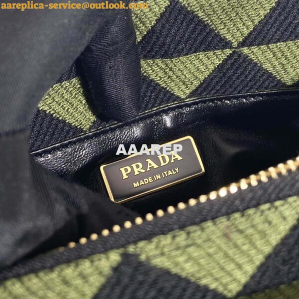 Replica Prada 1BA368 From The Runway Small embroidered fabric Prada Symbole bag Black Ivy Green 10