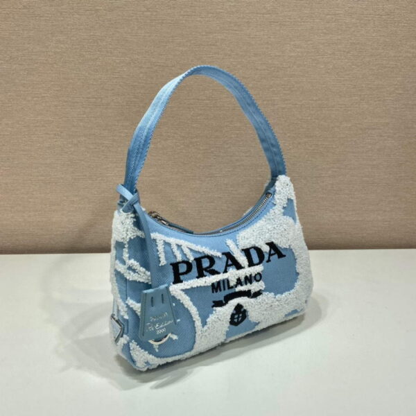 Replica Prada 1NE515 Re-Edition 2000 embroidered drill mini bag blue white 3