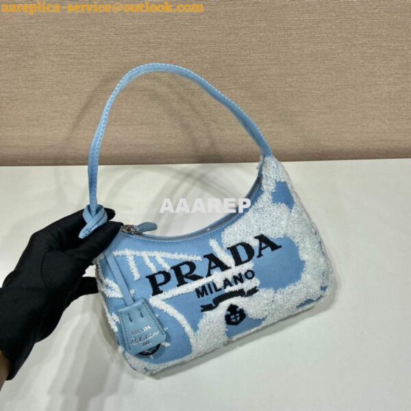 Replica Prada 1NE515 Re-Edition 2000 embroidered drill mini bag blue white 4